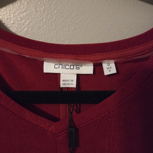 Chico's Women's Red Stretchy Cocktail Shift Dress. Size S Witchy Dark Romance - Picture 3 of 6